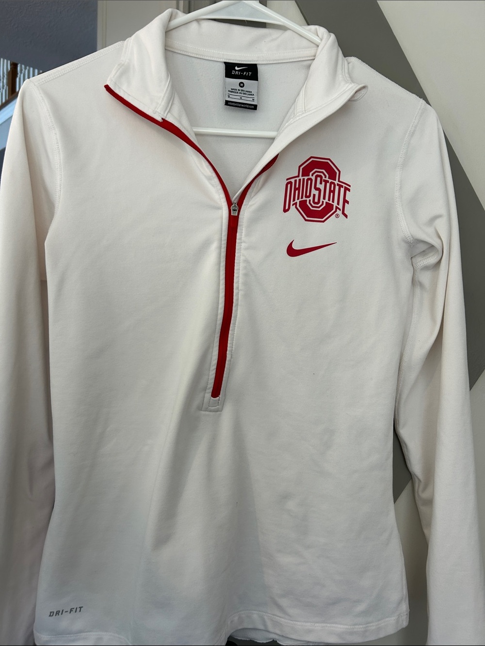 Nike White Ohio State Red Quarter-Zip Pullover